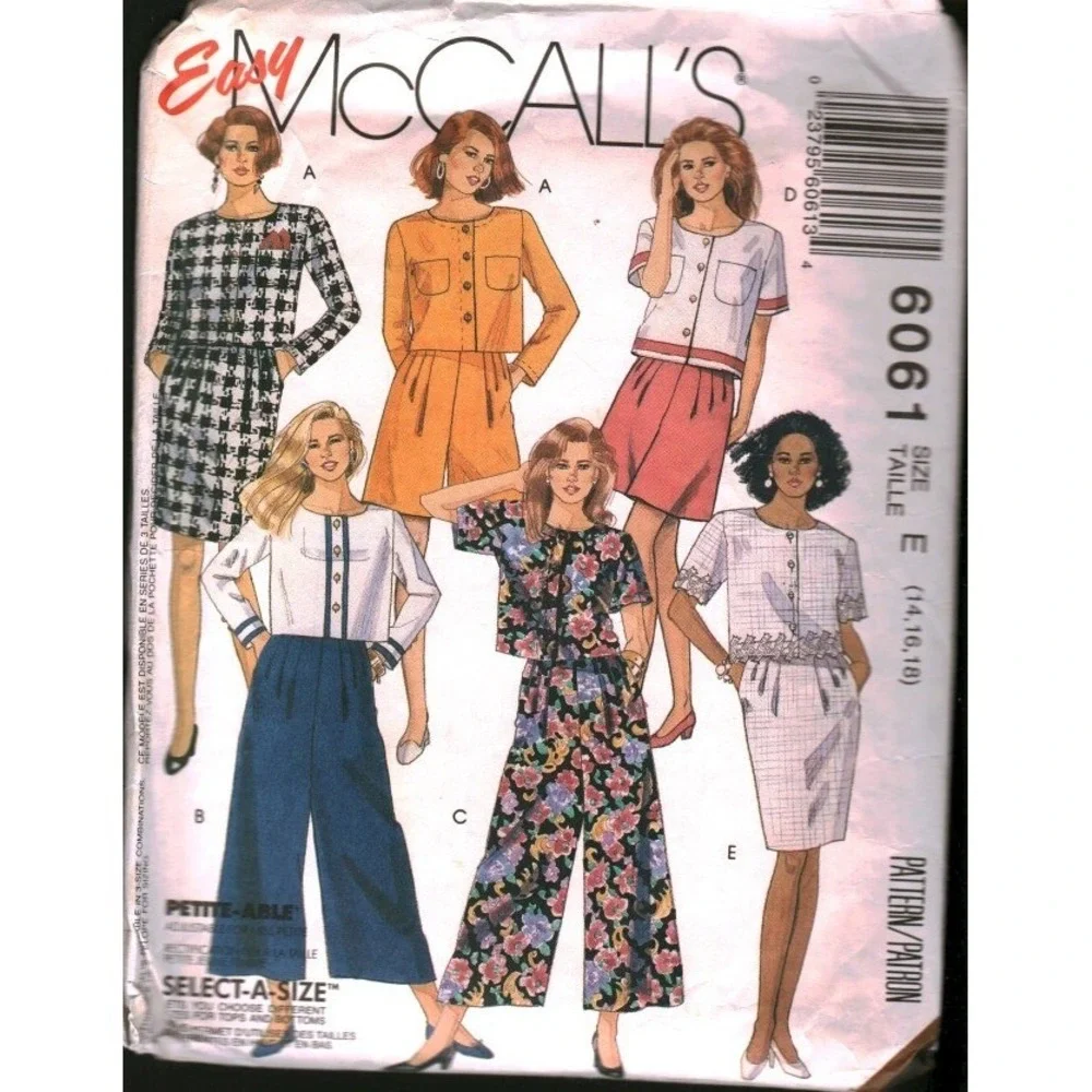 Vintage 1992 McCall's 6061 Sewing Pattern Jacket Split Skirt Size 14 16 CUT
